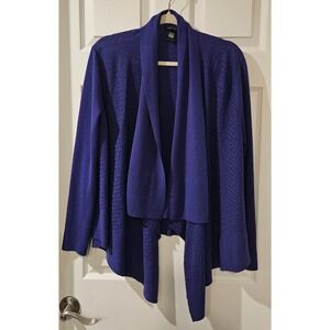 Lafayette 148 NewYork 100% Wool Draped Open Cardigan Sweater Jacket Small Purple